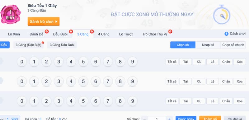 các loại hình xổ số nhanh 